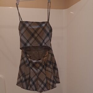 Windsor Brown Plaid Strappy Dress